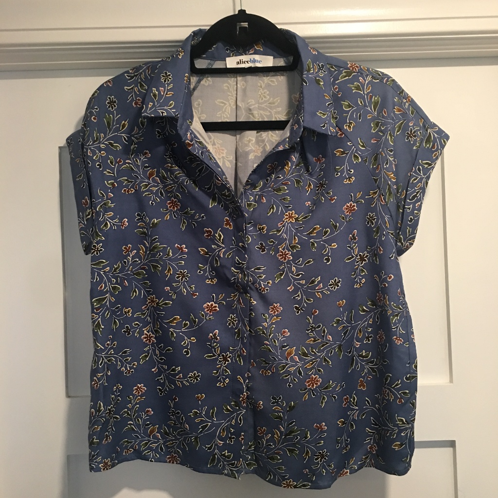 Alice Blue Silk Floral Button Down - Medium